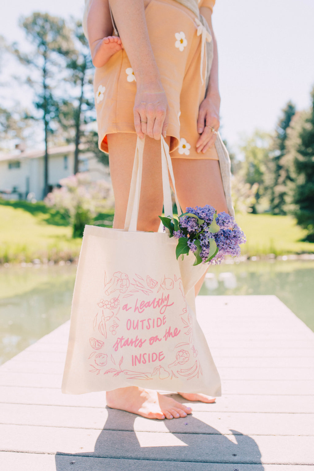 "A healthy outside starts on the inside" Canvas Tote Bag